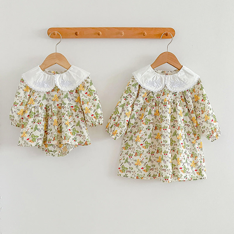 Autumn Doll Neck Long Sleeve Sweet Style Dress Onesies