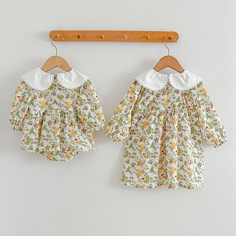 Autumn Doll Neck Long Sleeve Sweet Style Dress Onesies