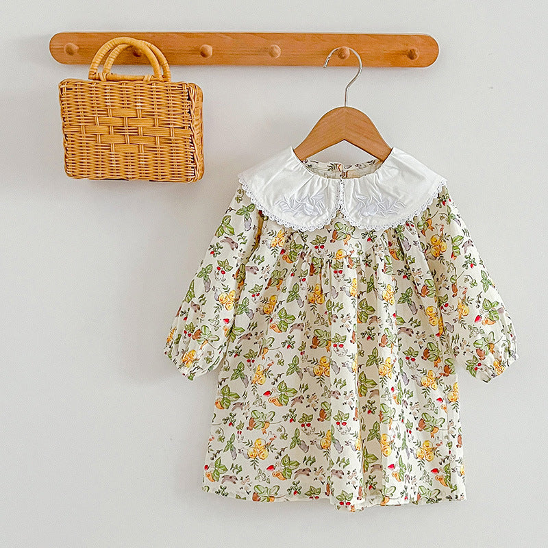 Autumn Doll Neck Long Sleeve Sweet Style Dress Onesies