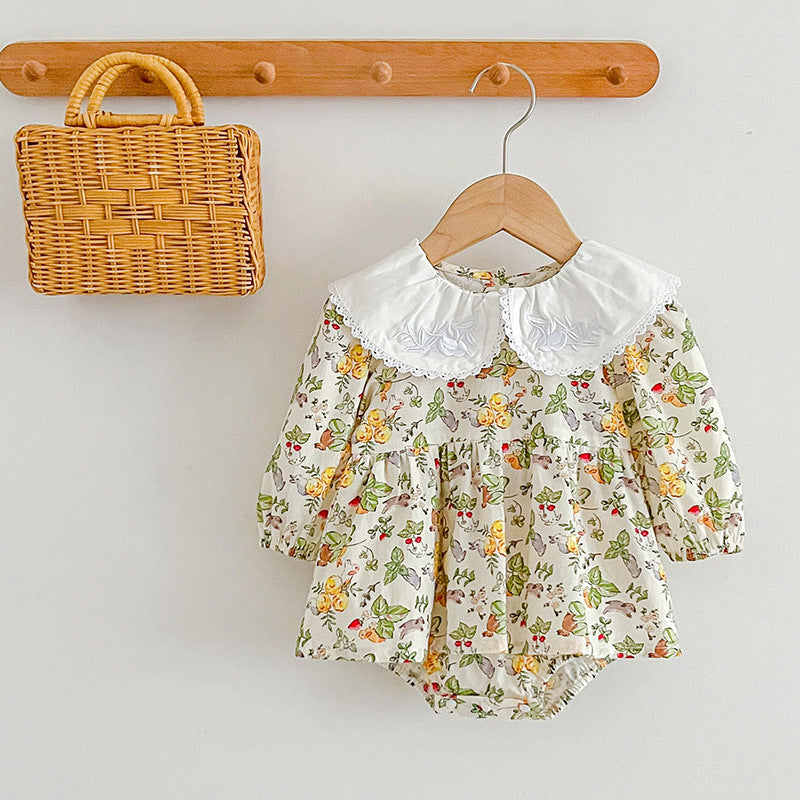 Autumn Doll Neck Long Sleeve Sweet Style Dress Onesies