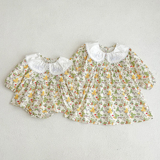 Autumn Doll Neck Long Sleeve Sweet Style Dress Onesies